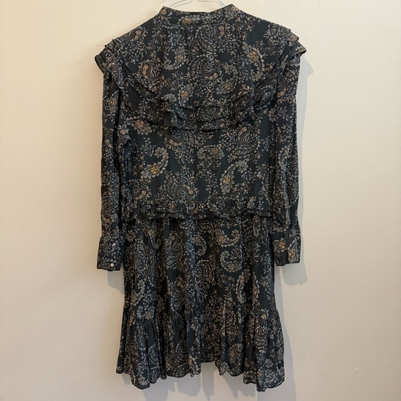 NICHOLAS  Paisley Elsie Dress Black Floral Ruffle Short Mini Dress Large 12 1861 - Picture 8 of 11